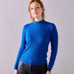 Trui met opstaande kraag, 63 cm lang