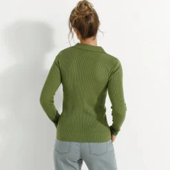 Trui met polokraag, ribtricot