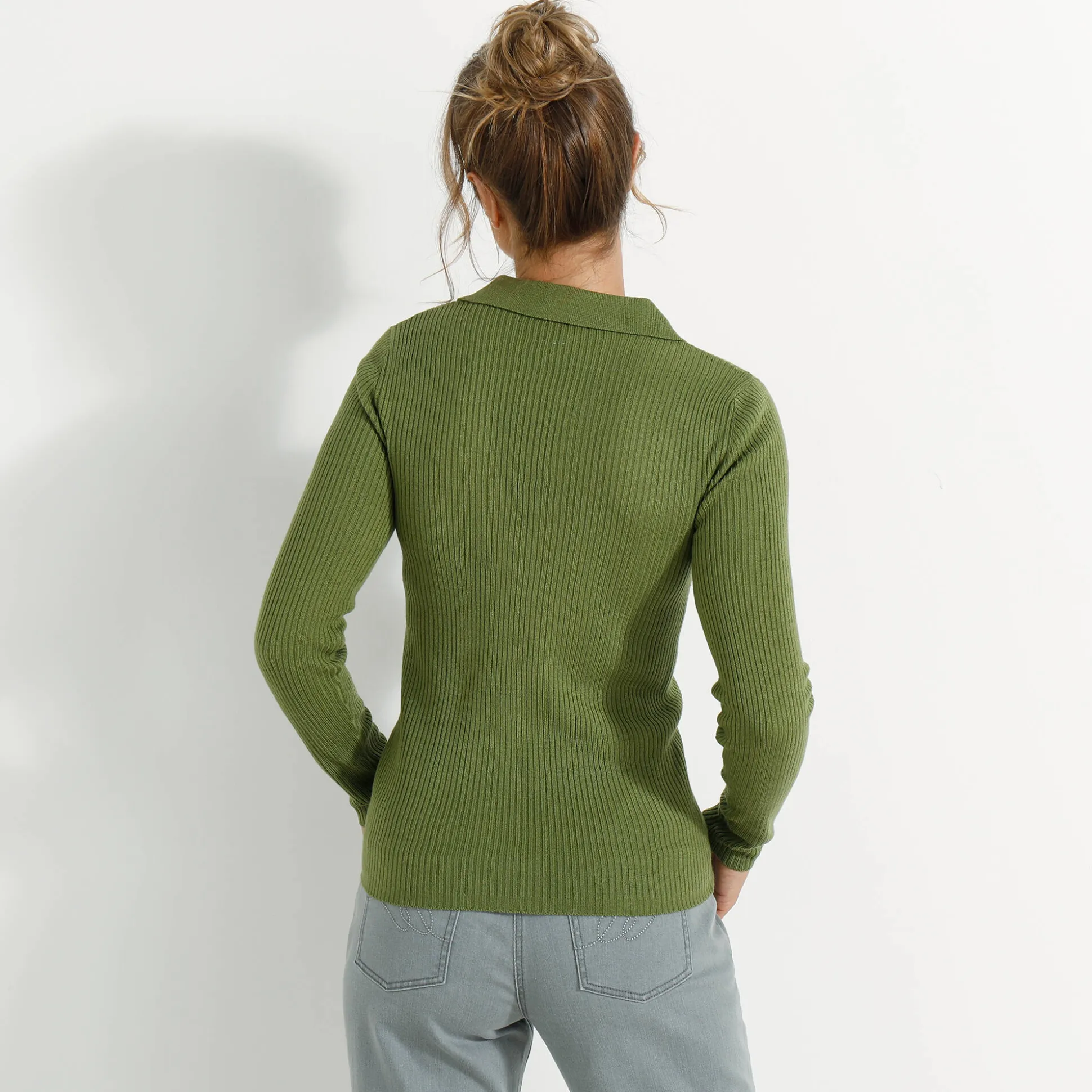 Trui met polokraag, ribtricot