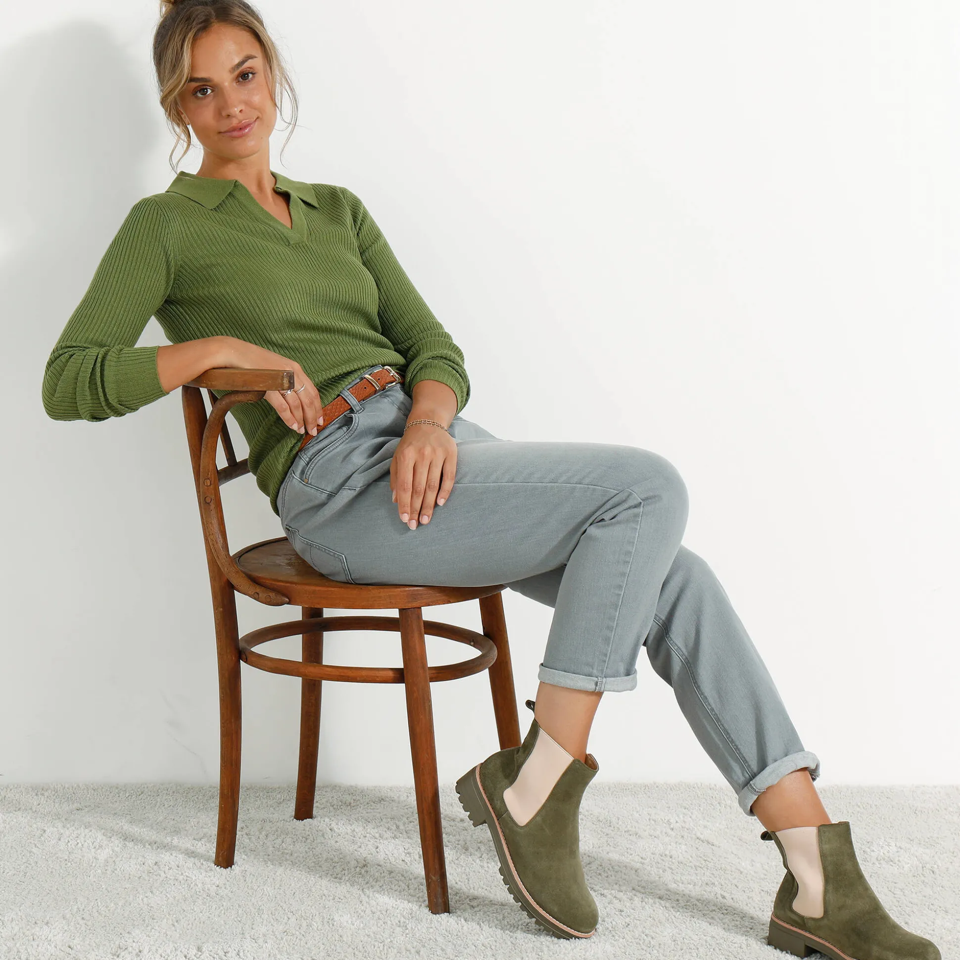 Trui met polokraag, ribtricot