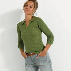 Trui met polokraag, ribtricot