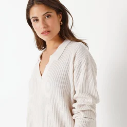 Trui met polokraag, ribtricot