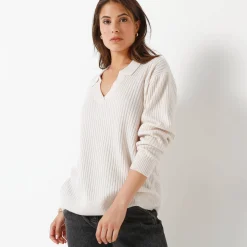 Trui met polokraag, ribtricot