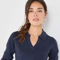 Trui met polokraag, ribtricot