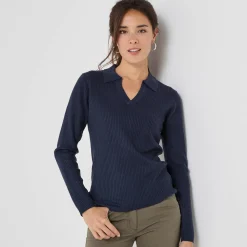 Trui met polokraag, ribtricot