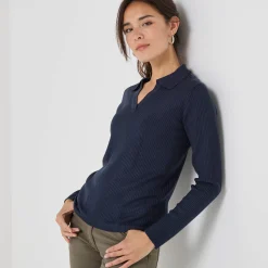 Trui met polokraag, ribtricot