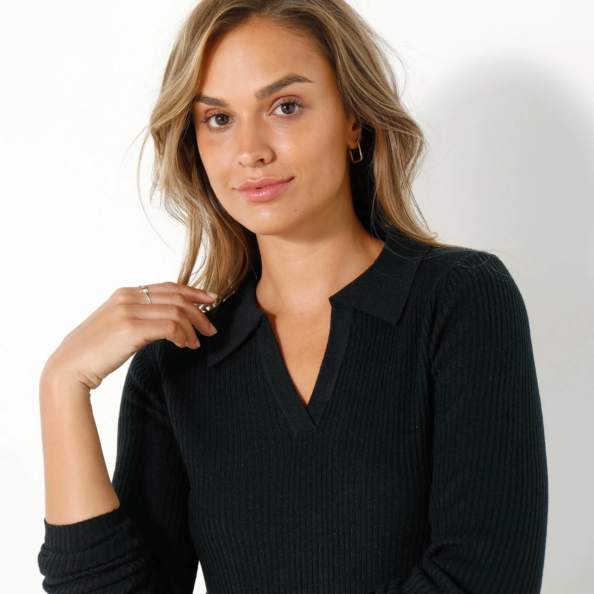 Trui met polokraag, ribtricot