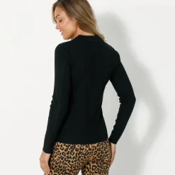 Trui met polokraag, ribtricot