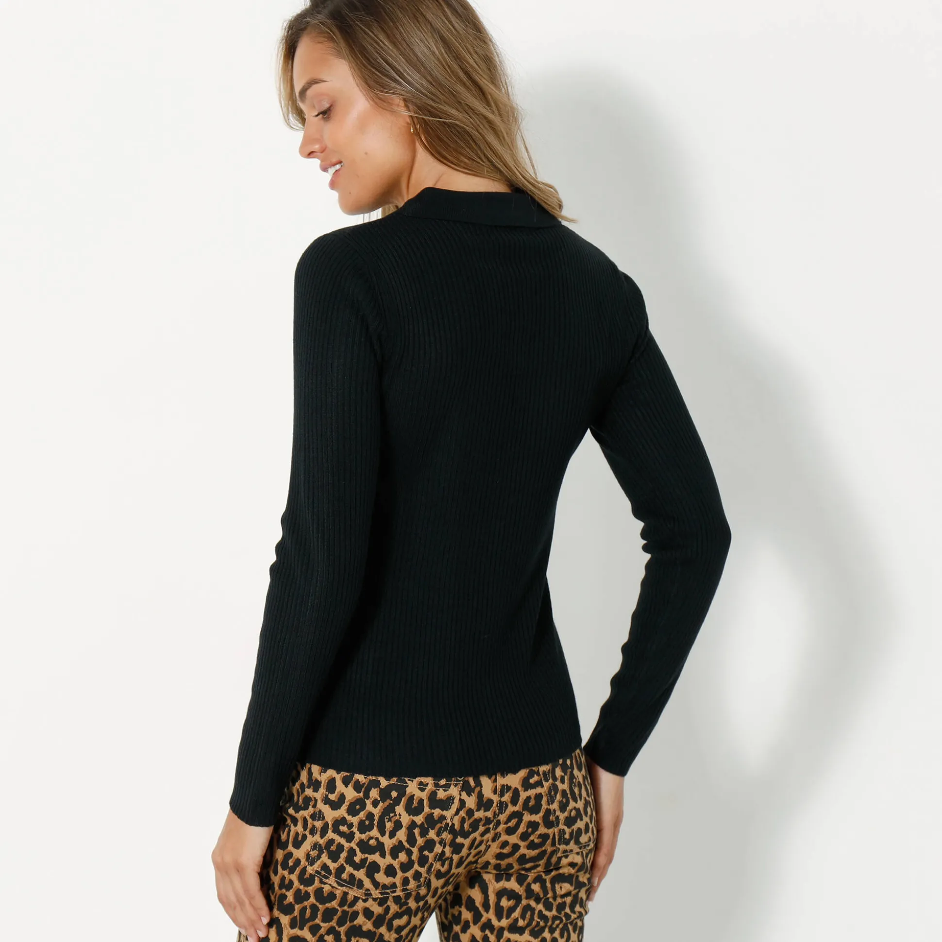 Trui met polokraag, ribtricot