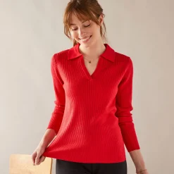 Trui met polokraag, ribtricot