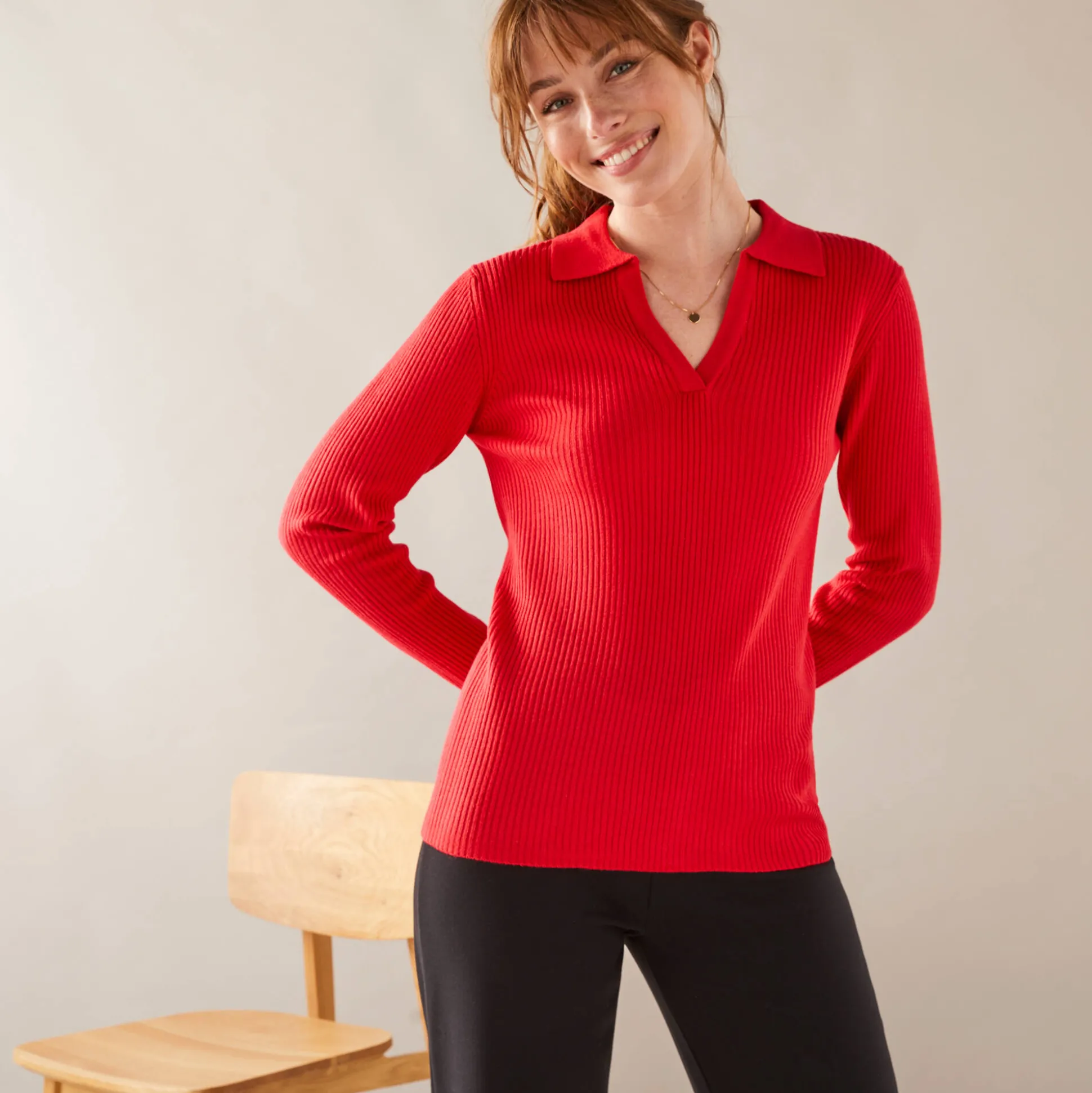 Trui met polokraag, ribtricot