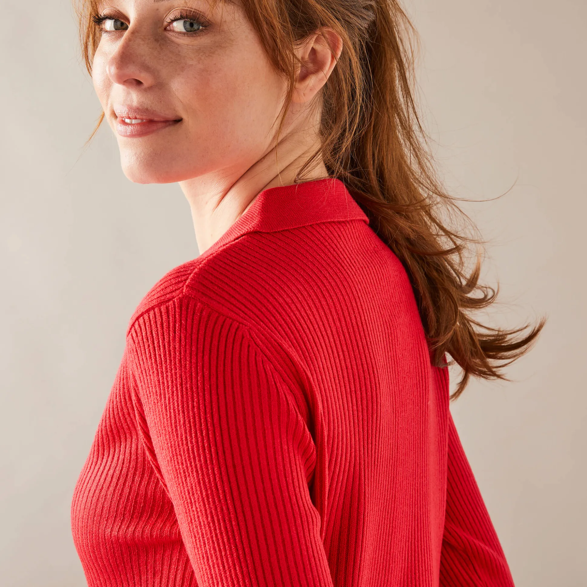 Trui met polokraag, ribtricot
