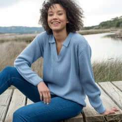 Trui met polokraag, ribtricot