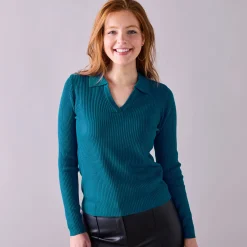 Trui met polokraag, ribtricot