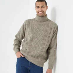 Trui met rolkraag, in Iers tricot
