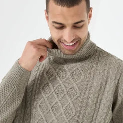 Trui met rolkraag, in Iers tricot