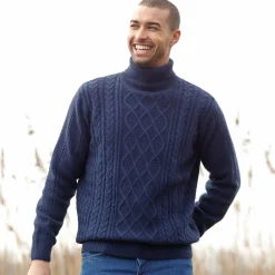 Trui met rolkraag, in Iers tricot