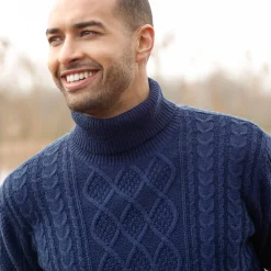 Trui met rolkraag, in Iers tricot