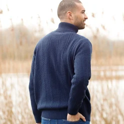 Trui met rolkraag, in Iers tricot
