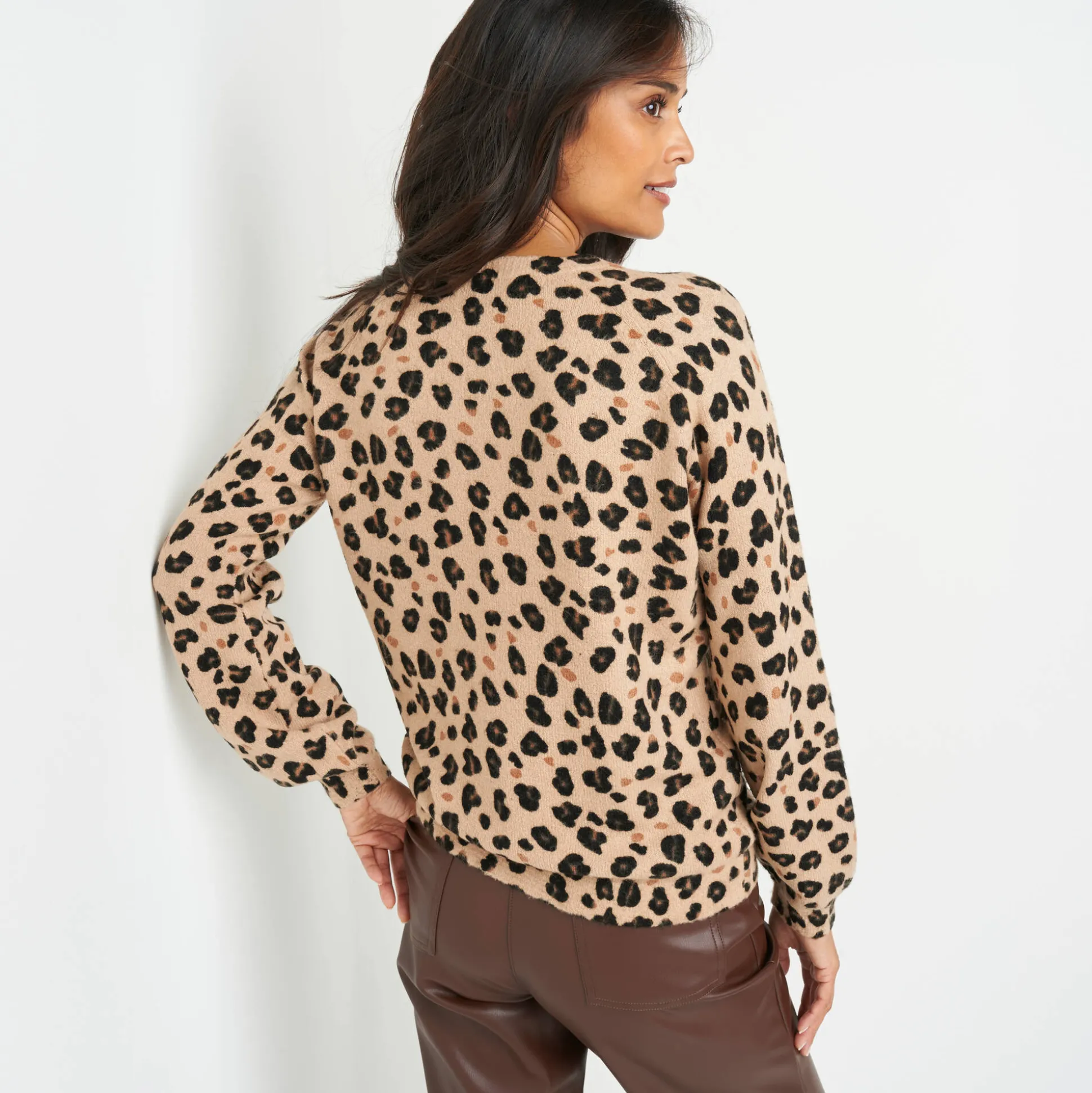 Trui met ronde hals en luipaardprint
