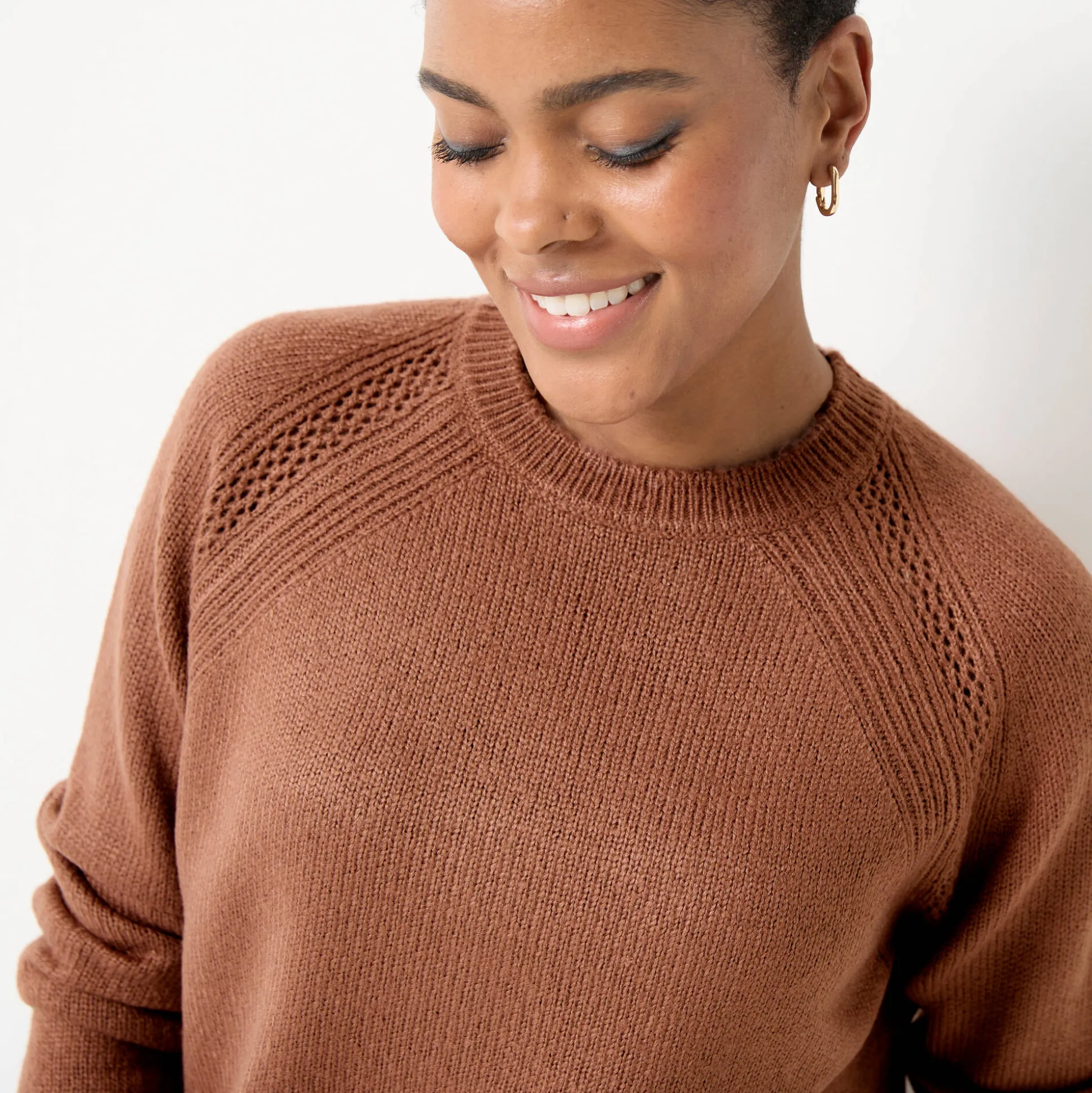 Trui met ronde hals, fantasietricot met zachte touch
