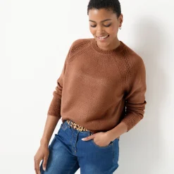 Trui met ronde hals, fantasietricot met zachte touch