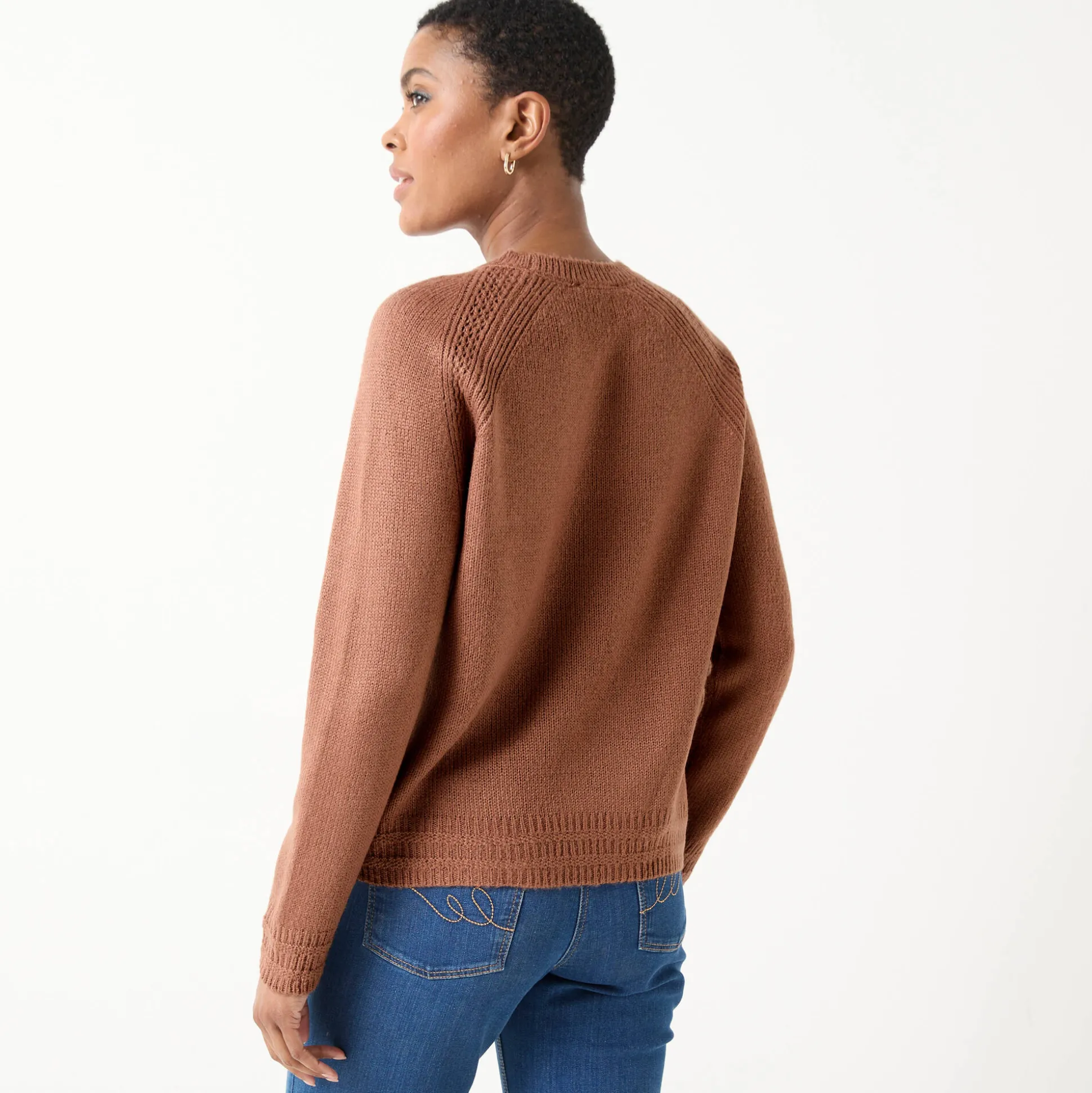 Trui met ronde hals, fantasietricot met zachte touch