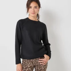 Trui met ronde hals, fantasietricot met zachte touch