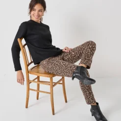Trui met ronde hals, fantasietricot met zachte touch