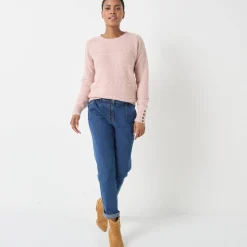 Trui met ronde hals, harig fantasietricot