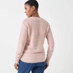 Trui met ronde hals, harig fantasietricot