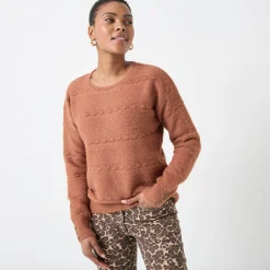 Trui met ronde hals, harig fantasietricot