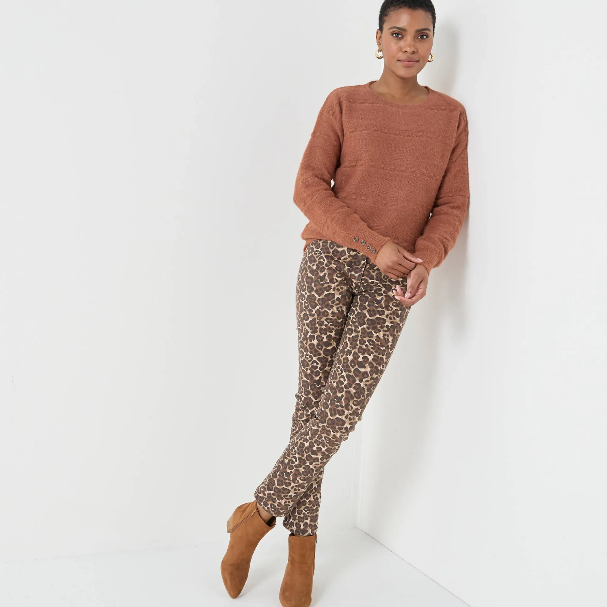 Trui met ronde hals, harig fantasietricot