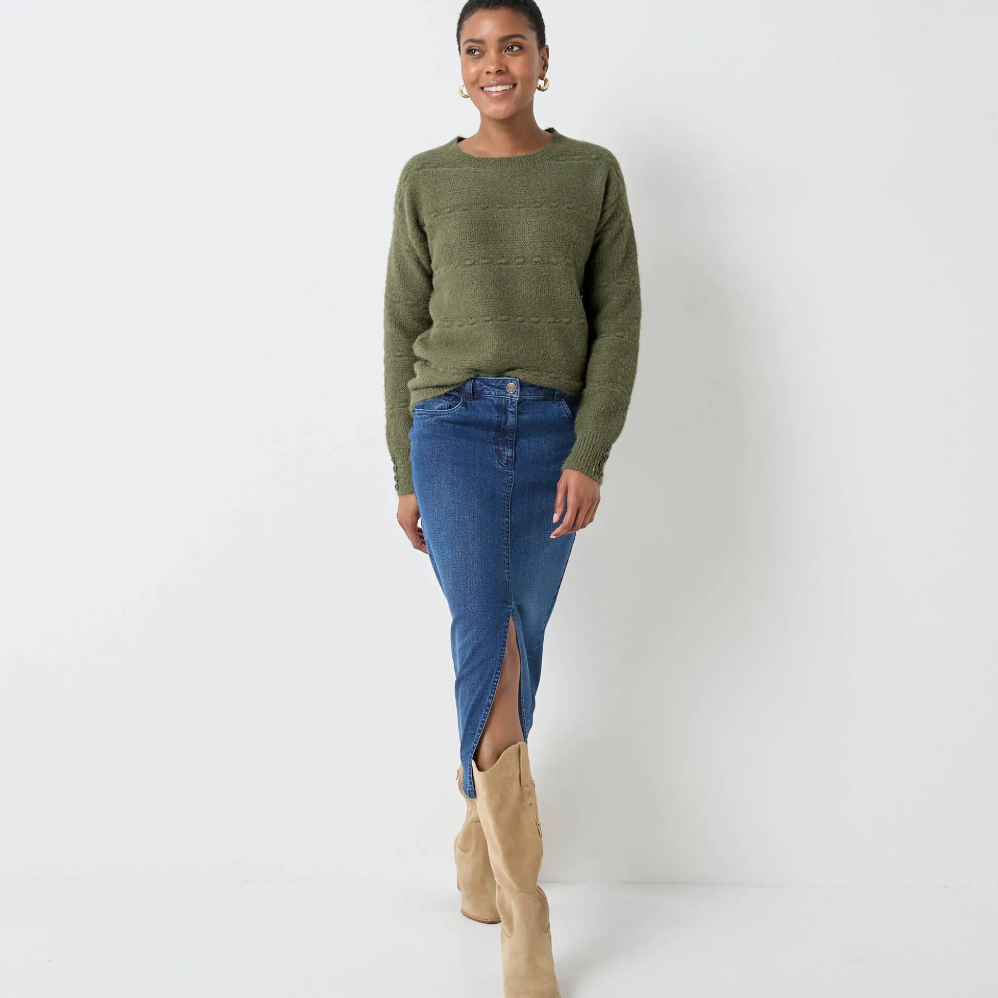 Trui met ronde hals, harig fantasietricot