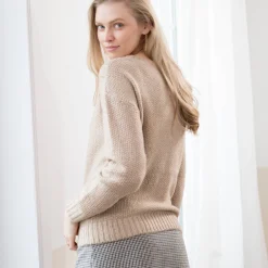 Trui met ronde hals in fantasietricot