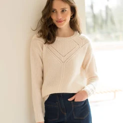 Trui met ronde hals in fantasietricot