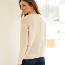 Trui met ronde hals in fantasietricot