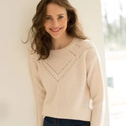 Trui met ronde hals in fantasietricot