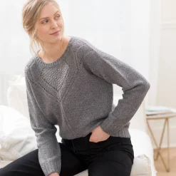 Trui met ronde hals in fantasietricot