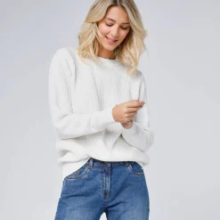 Trui met ronde hals in ribtricot