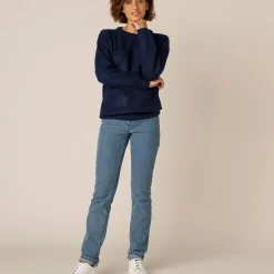 Trui met ronde hals in ribtricot