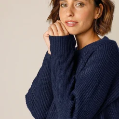 Trui met ronde hals in ribtricot