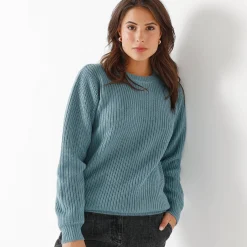 Trui met ronde hals in ribtricot
