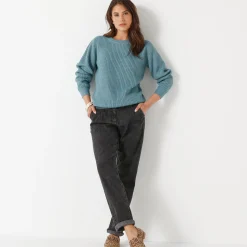 Trui met ronde hals in ribtricot