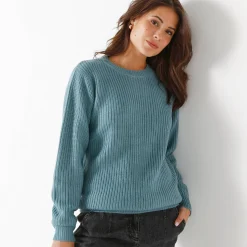 Trui met ronde hals in ribtricot