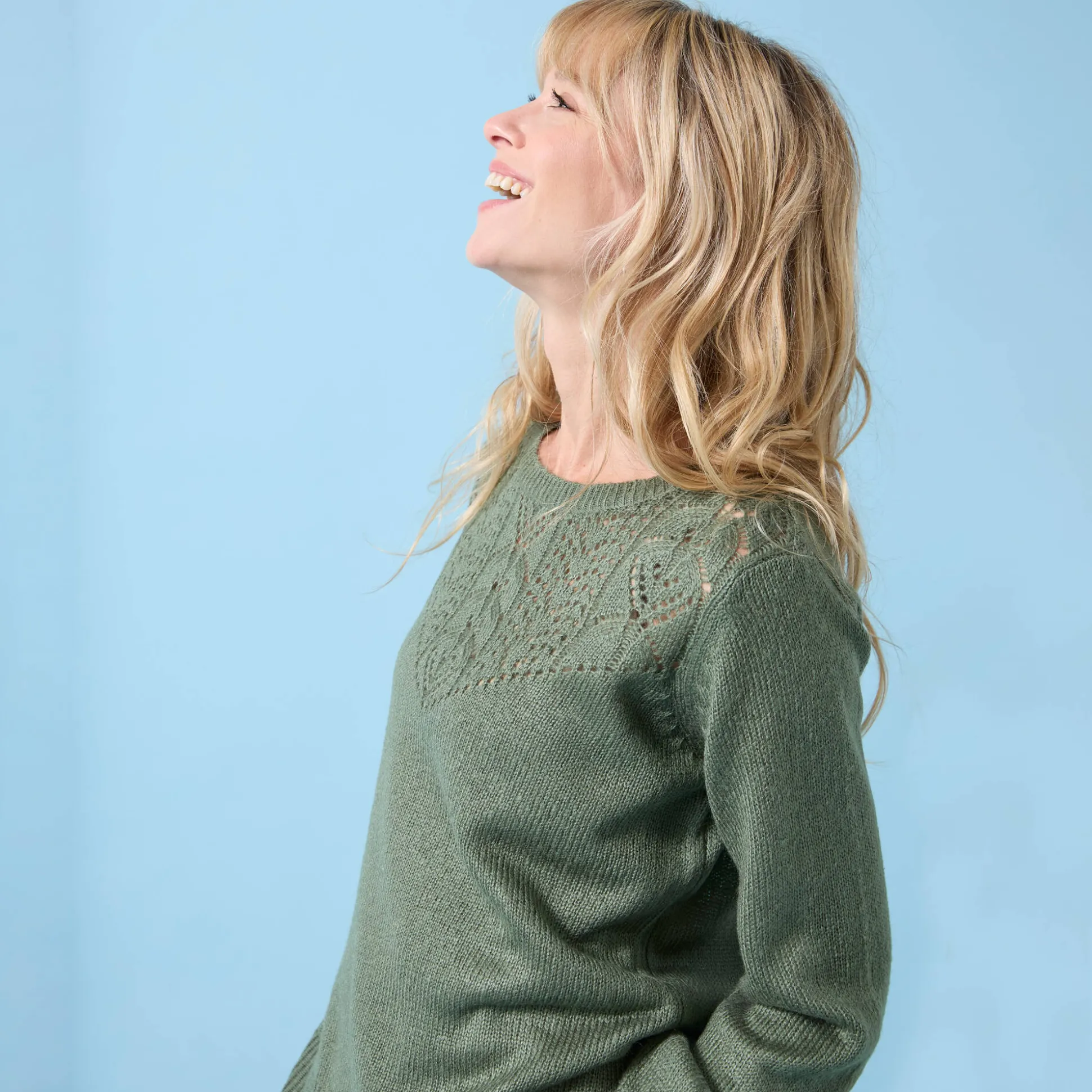 Trui met ronde hals Special Petites, pointelle-breisel