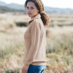 Trui met truckerskraag in ribtricot