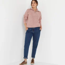 Trui met truckerskraag in ribtricot