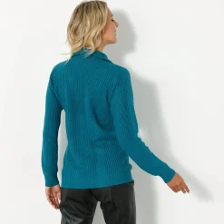 Trui met truckerskraag in ribtricot