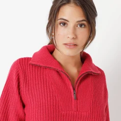 Trui met truckerskraag in ribtricot